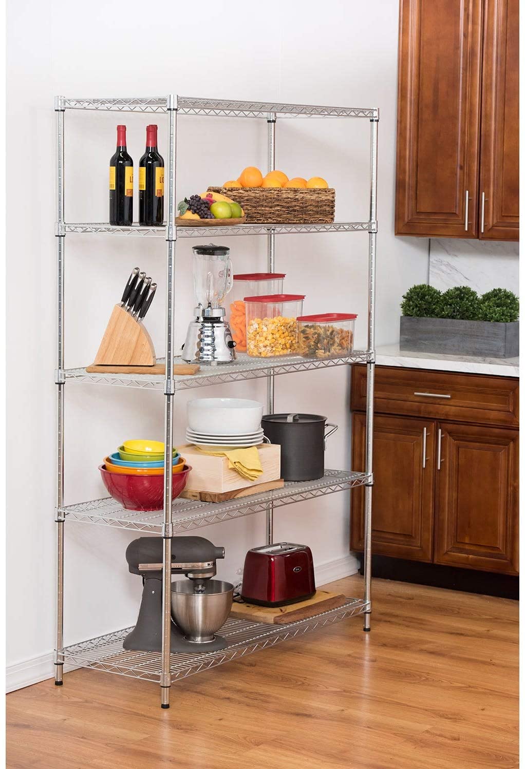 Steel 5 Tier Shelving Rack Silver Metal - Diamond Home USA