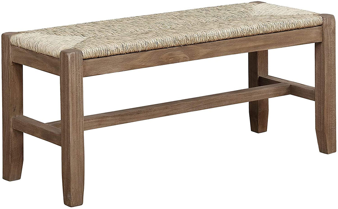 40 inch Wood Bench Rush Seat Natural Solid Rustic Finish - Diamond Home USA