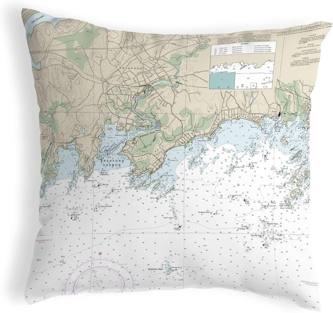 Indian Neck t Nautical Map Noncorded Pillow olor Graphic