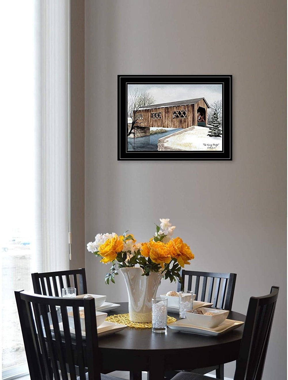 Kissing Bridge Billy Ready Hang Framed Black Frame Color Rustic Rectangle - Diamond Home USA