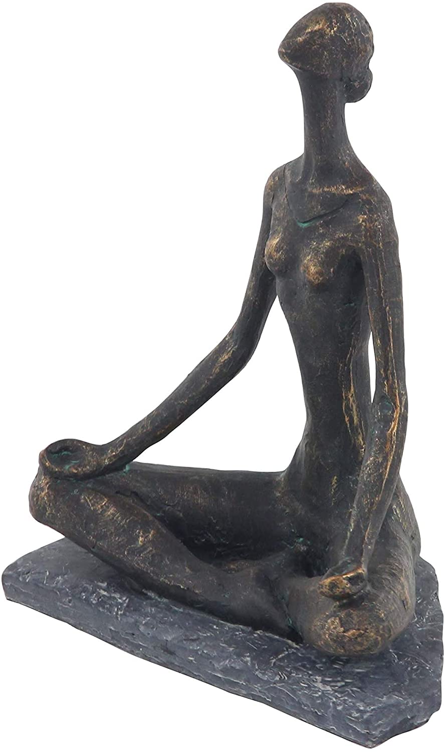 Rustic Polystone Brass Meditating Woman Statue Grey Sports Resin Finish - Diamond Home USA