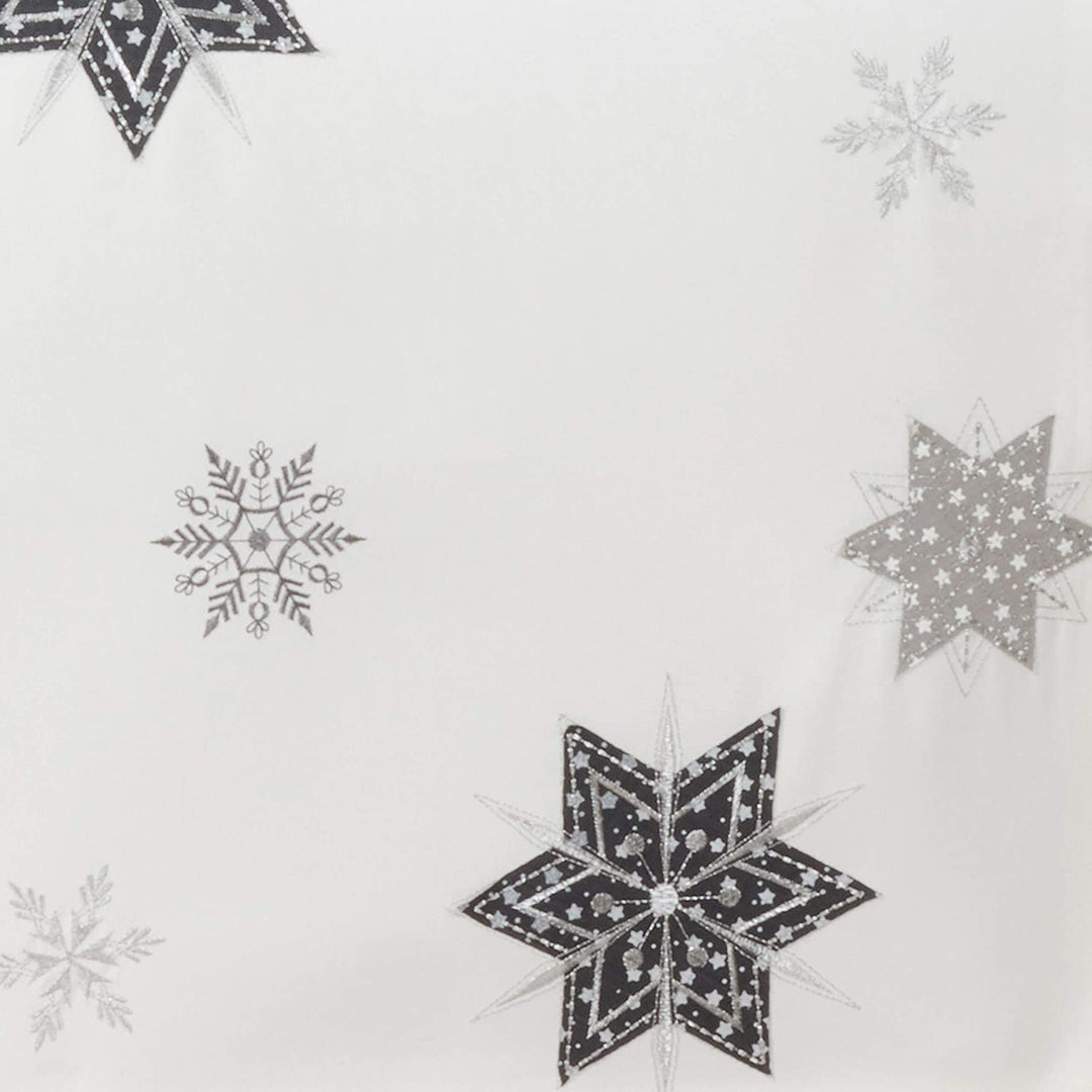 Table Runner Embroidered Snowflakes Design 16"x70" White Polyester - Diamond Home USA