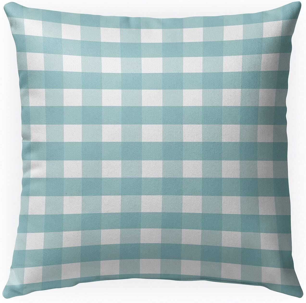 Aqua Gingham Dream Indoor|Outdoor Pillow by 18x18 Blue Plaid Modern Contemporary Polyester Removable Cover