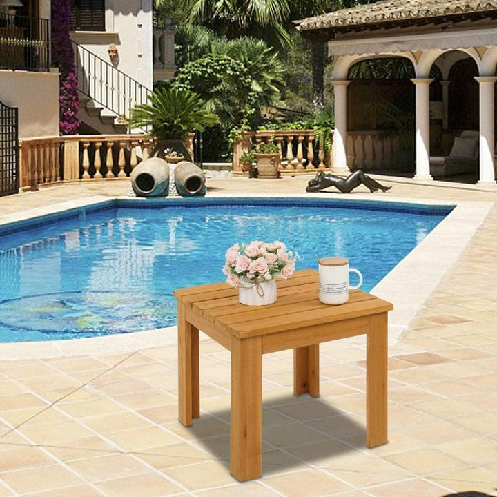 Wooden Square Side End Table Patio Coffee Bistro Indoor Outdoor Natural Brown Wood Finish Includes Hardware - Diamond Home USA