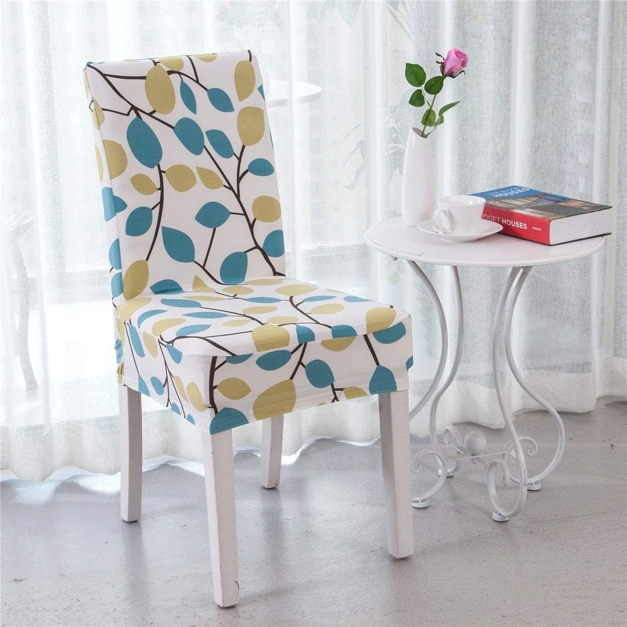 MISC Elegant Polyester Spandex Stretch Dining Chair Slipcover Green Nature Country Handmade