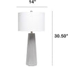 Home Concrete Pillar Table Lamp White Fabric Shade Grey Modern Contemporary