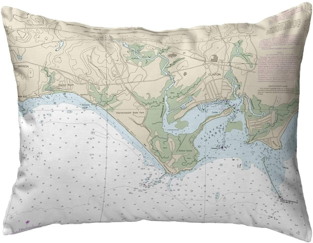 Reef Point Ct Nautical Map Noncorded Pillow 11x14 Color