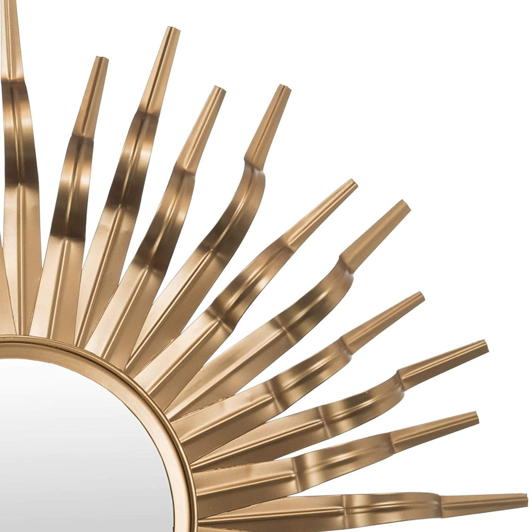 Large Gold Sunburst Mirror Midcentury Bursting Round Decorative Wall Mounted Accent Sun Beam Frame Spokes Deco Metal