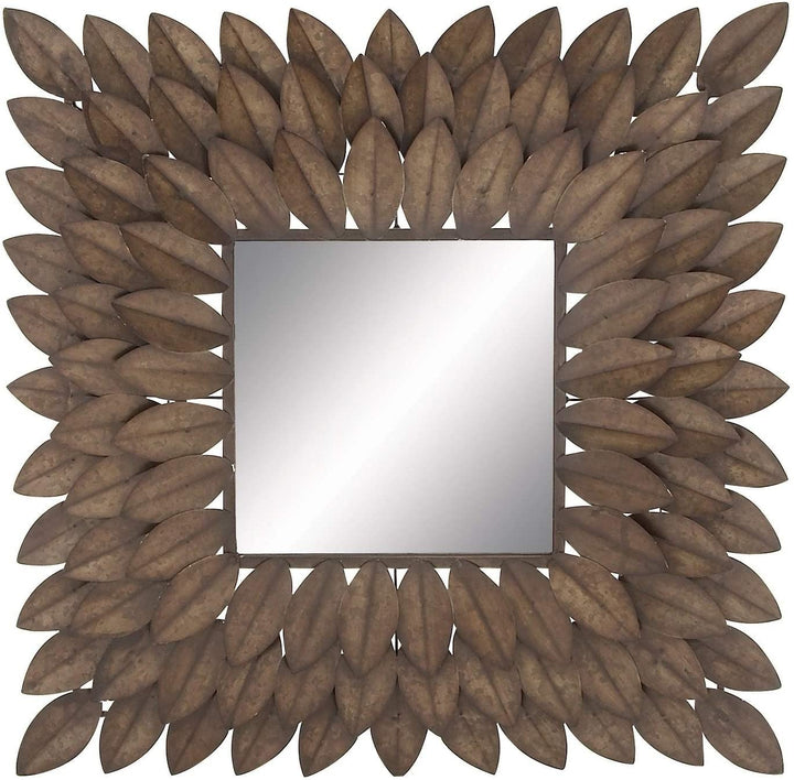 Metal Wall Mirror 30' X Antique Brown Classic