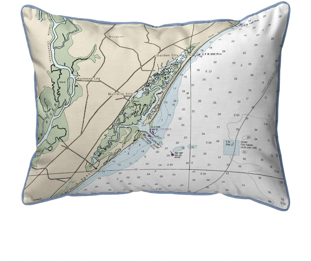 Inlet Sc Nautical Map Small Corded Pillow 11x14 Color