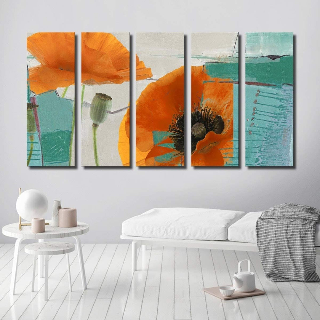 Painted Petals Xxxiii' 5 Piece Canvas Wall Art Set Blue