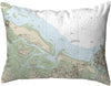 River Ma Nautical Map Noncorded Pillow 11x14 Color Graphic Coastal Polyester