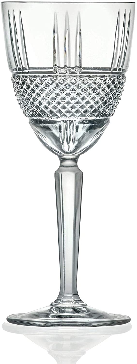 MISC Set/6 Crystal Designed Wine Goblet 8 Oz Made Europe Clear