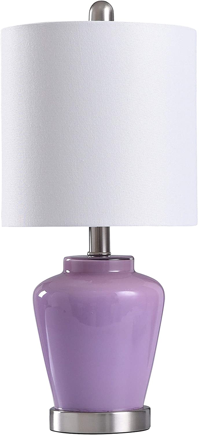 High Gloss Lilac Glass Ginger Jar Accent Lamp Purple Silver Transitional