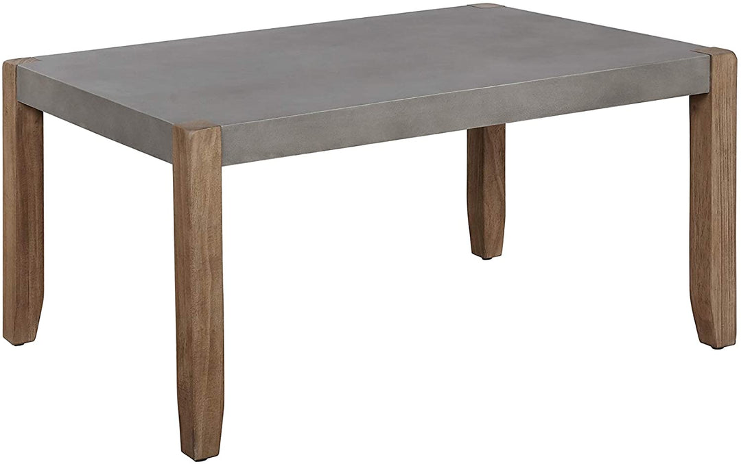 Concrete Wood Coffee Table Grey Industrial Square Pine Lacquer Includes Hardware - Diamond Home USA