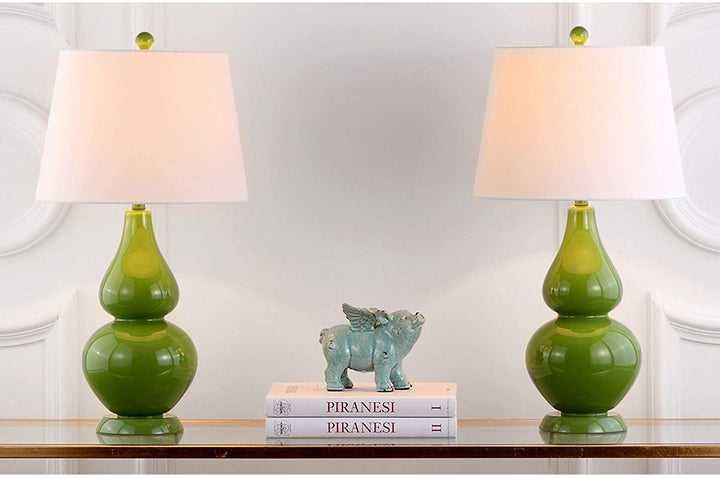 27 inch Double Green Table Lamp (Set 2) Modern Contemporary Transitional Bulbs Included - Diamond Home USA