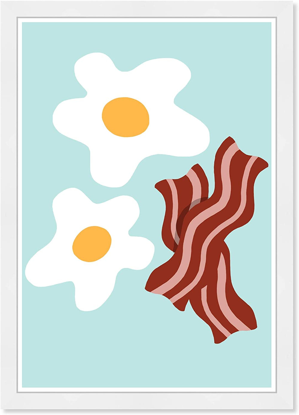 Eggs Bacon' Food Wall Art Framed Blue White Modern Contemporary Rectangle - Diamond Home USA