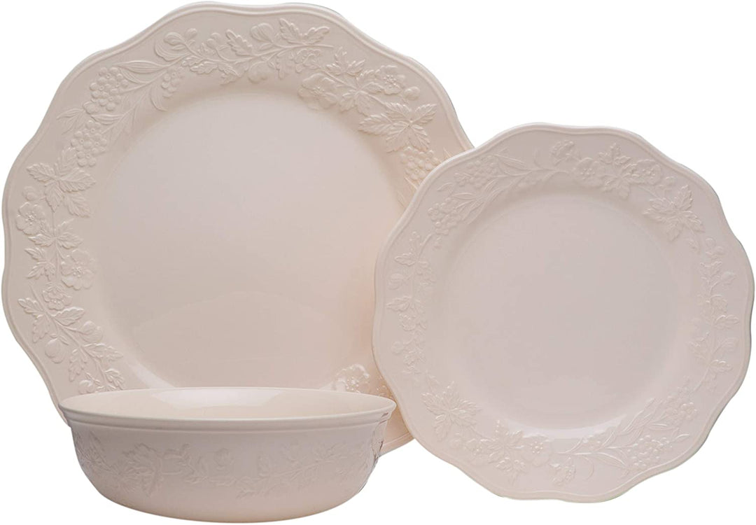 Country 18pc Dinnerware Set Ivory Floral Formal Modern