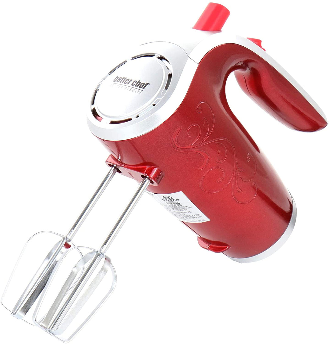 5 Speed Electric Hand Mixer Red Metal Dishwasher Safe