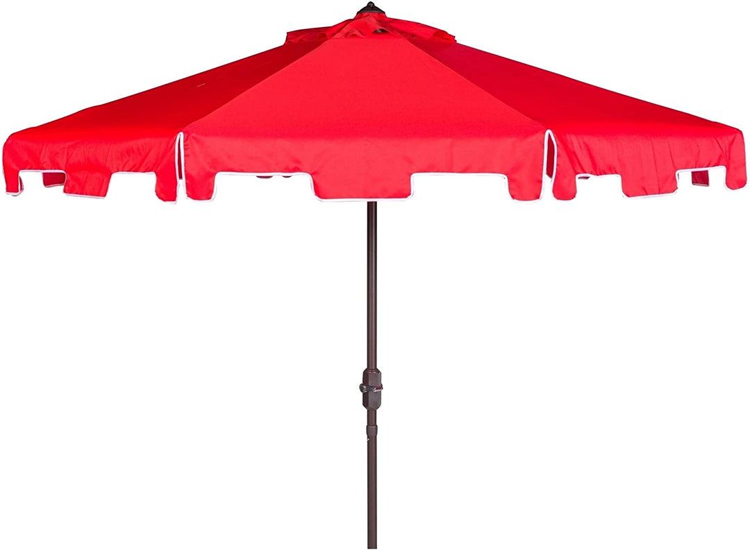 Resistant 9 Ft Crank Red/White Market Umbrella Red Classic Octagonal Wood Uv - Diamond Home USA