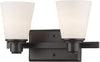 2 Light Vanity Bronze Finish Cream Transitional Glass Steel Dimmable