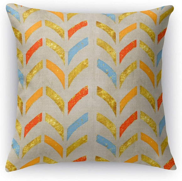 MISC Orange/Blue/Gold/Grey Accent Pillow Insert 18x18 Orange Chevron Shabby Chic Polyester Single Removable Cover