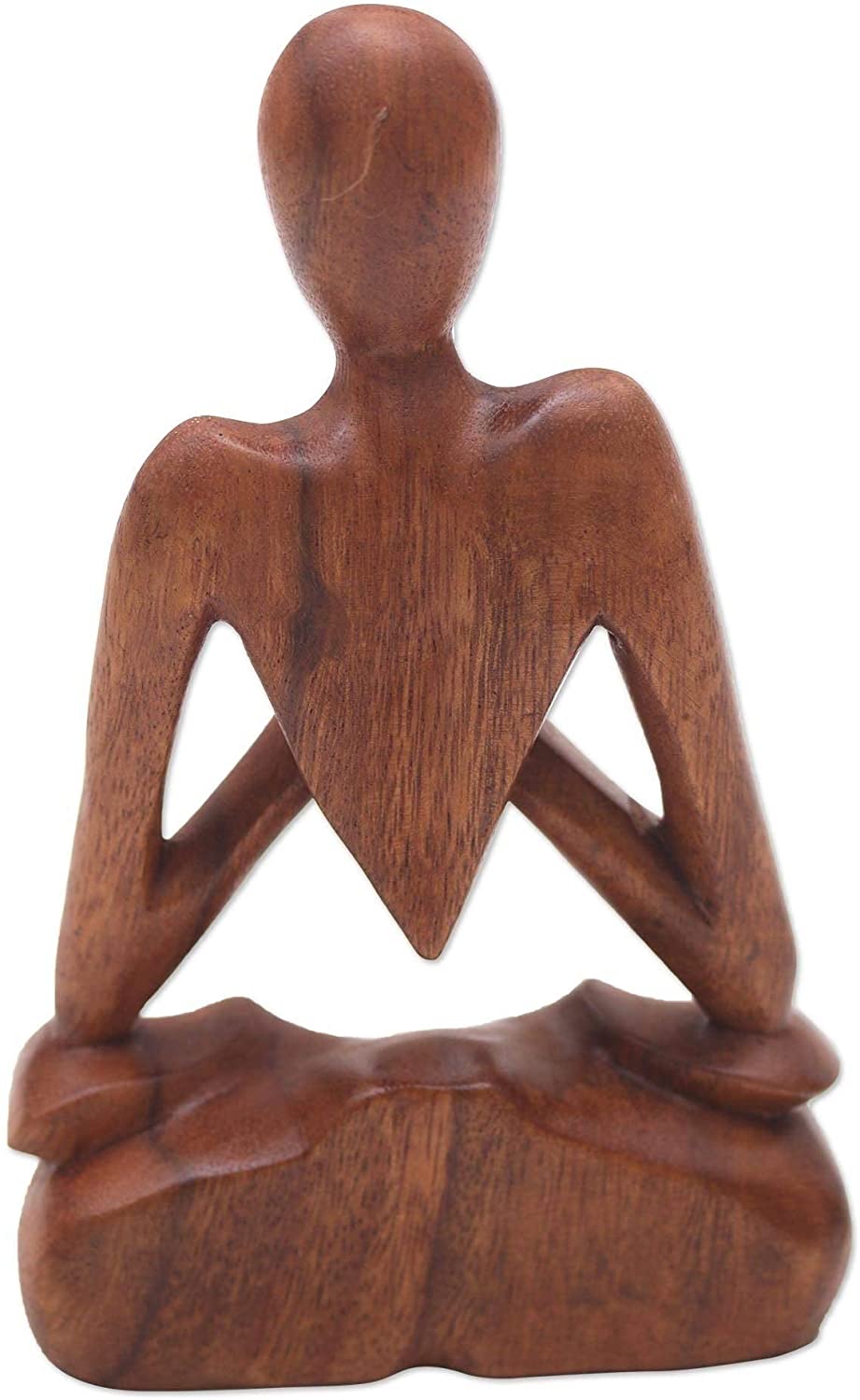 Wood Sculpture 'Natural Meditation' Indonesia Brown Handmade - Diamond Home USA