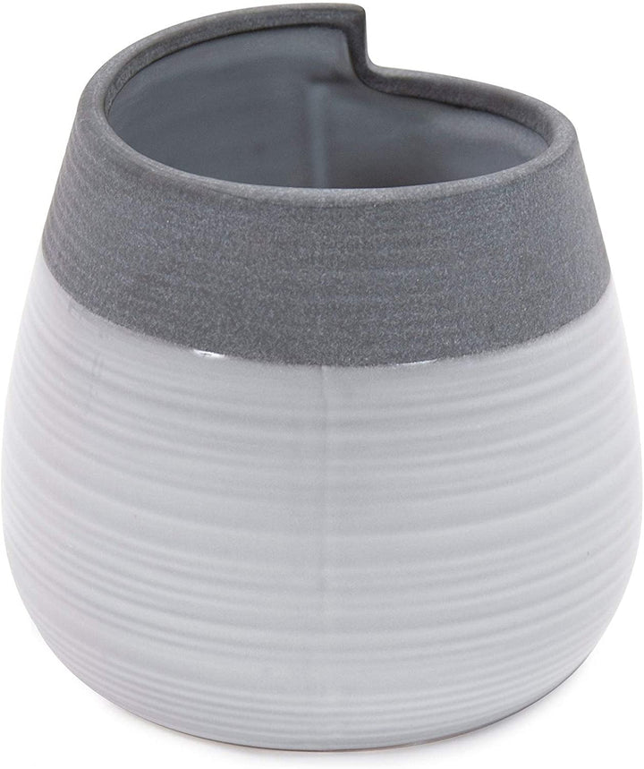 Rolled Two Tone Gray Vase Small 6h X 6w 6d Grey Ceramic - Diamond Home USA