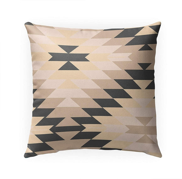 MISC Tan Grey Indoor|Outdoor Pillow by 18x18 Tan Geometric Southwestern Polyester Removable Cover