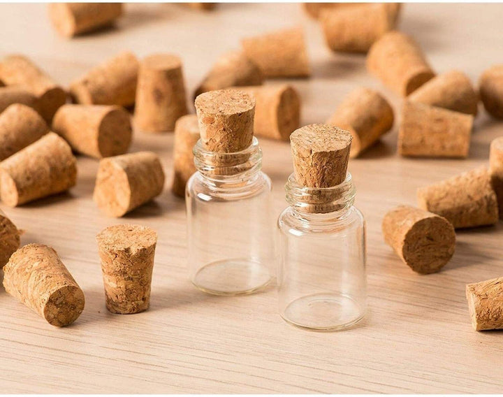 100x Mini Cork Stoppers Tapered Bottle Plugs Size 1 Top=11mm Bottom=8mm Brown Wood