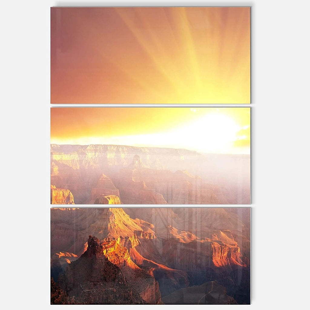 UKN Canyon Bright Sunset' Oversized Landscape Glossy Metal Wall Art Yellow Modern Contemporary