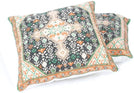 Handmade 18" Throw Pillow Set 2 Blue Geometric Bohemian Eclectic Shabby Chic Transitional Cotton Two Pillows