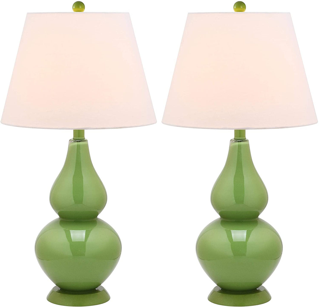 27 inch Double Green Table Lamp (Set 2) Modern Contemporary Transitional Bulbs Included - Diamond Home USA