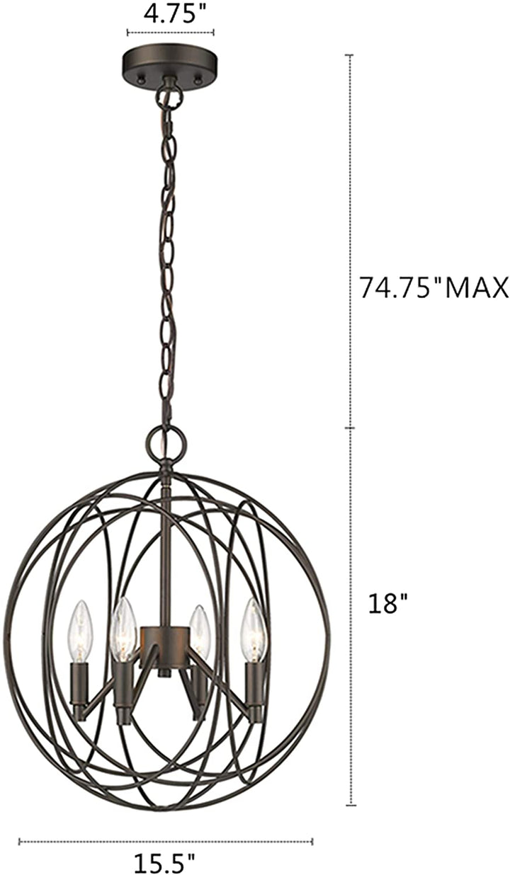 MISC 4 Light Oil Rubbed Bronze Pendant Transitional Steel Dimmable