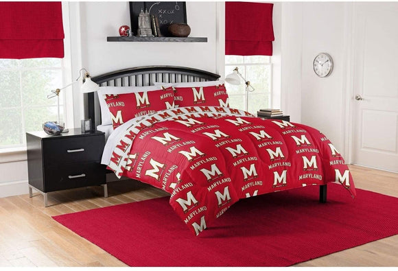 MISC 875 Maryland Terrapins Queen Bed Bag Set Red Sports Collegiate Casual 5 Piece