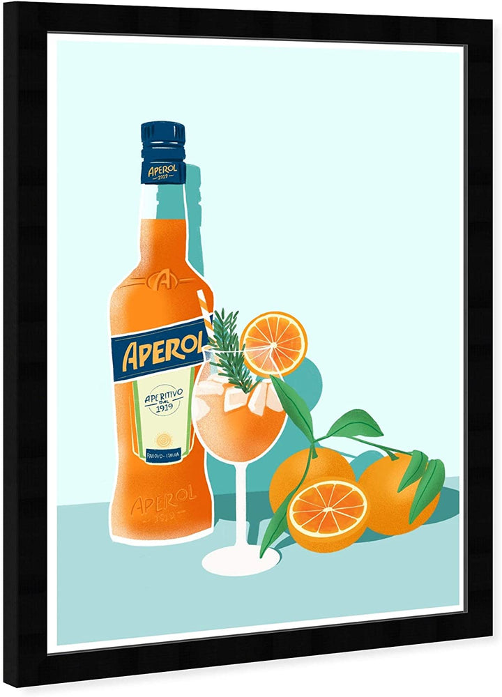 Citric Drink' Drinks Spirits Wall Art Framed Blue Orange Global Rectangle - Diamond Home USA