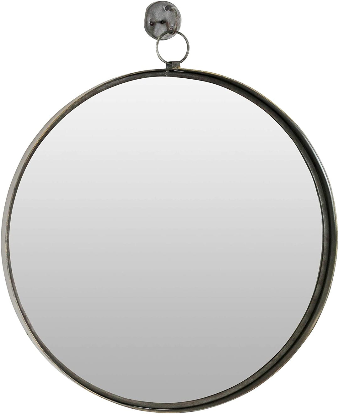 Suspended Round Wall Mirror Brown Farmhouse Modern Contemporary Includes Hardware - Diamond Home USA