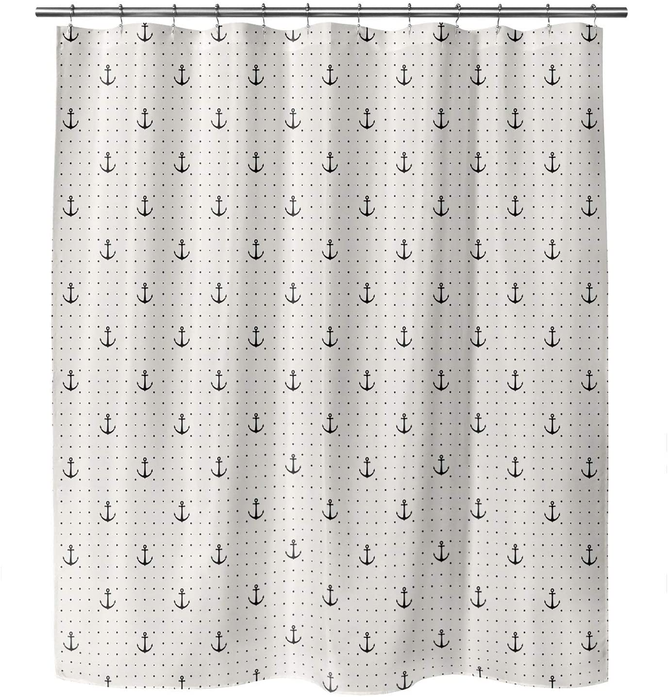 MISC Anchors Paradise Shower Curtain by 71x74 Black Geometric Nautical Coastal Polyester