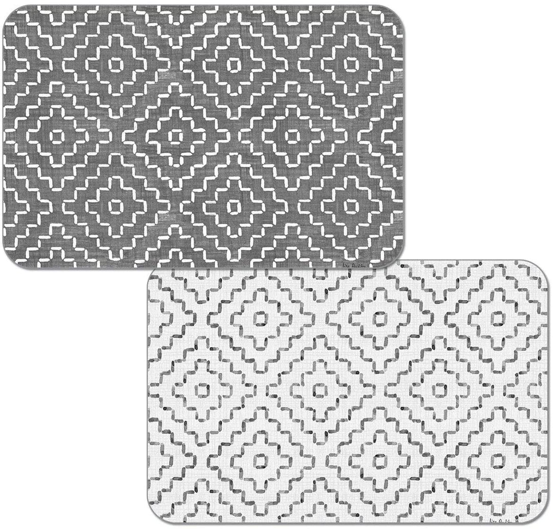 Wipe Clean Plastic Placemats Set 4 Grey Flannel Color