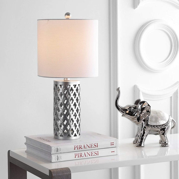 Lighting 21 inch Led Table Lamp Silver Modern Contemporary Transitional Nickel Bulbs Included Energy Efficient