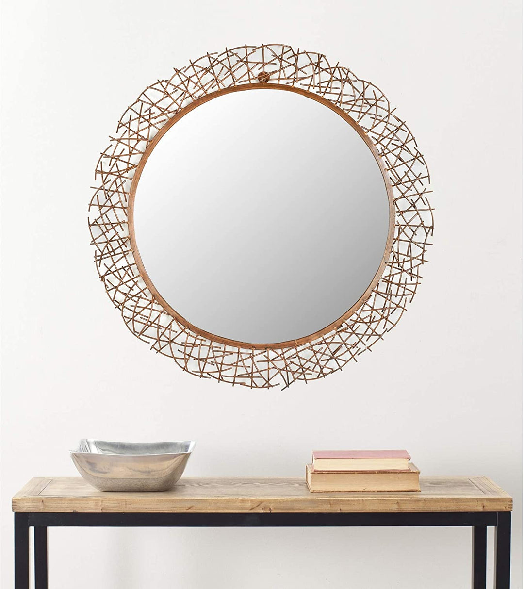 Handmade Arts Crafts Fragile Twigs 29 inch Copper Mirror 29"