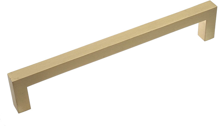 5 Pack 6 1/4 Center Satin Gold Solid Square Bar Pulls Modern