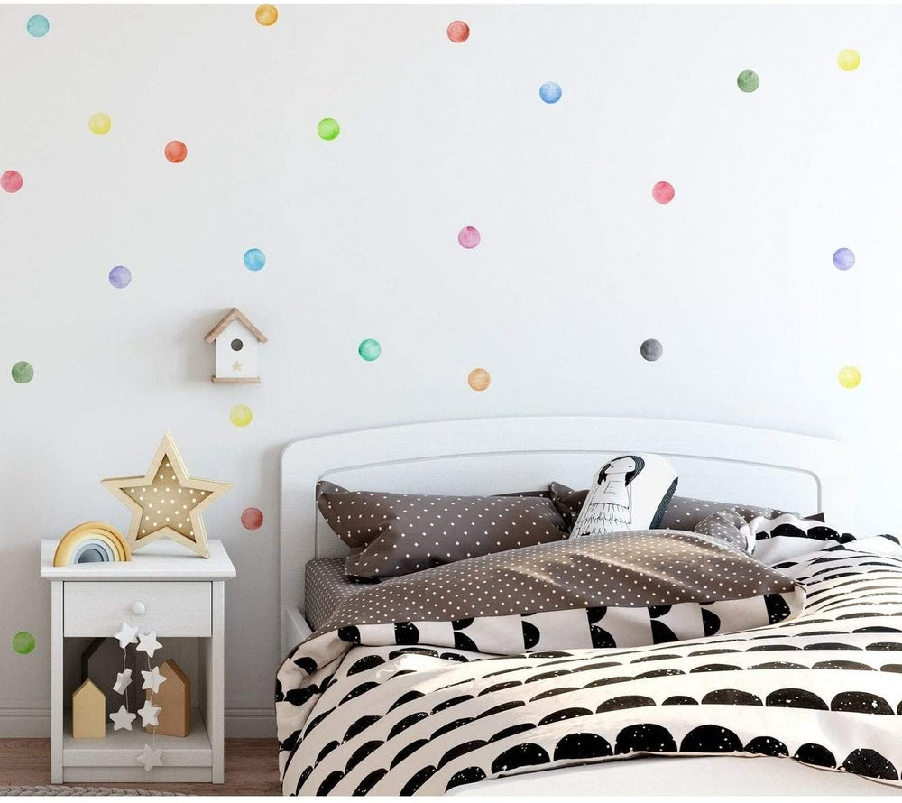 MISC 63 Pieces 3" Watercolor Little Circles Polka Dots Wall Sticker Set Green Children's Art Removable