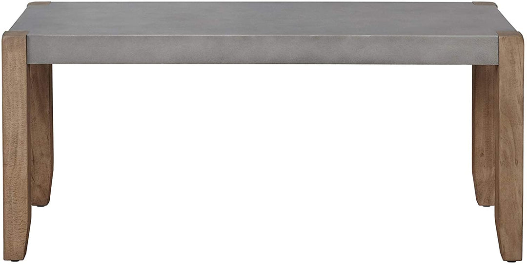 MISC Enchanted Acre 40 inch Faux Concrete Wood Bench Grey Solid MDF Lacquer