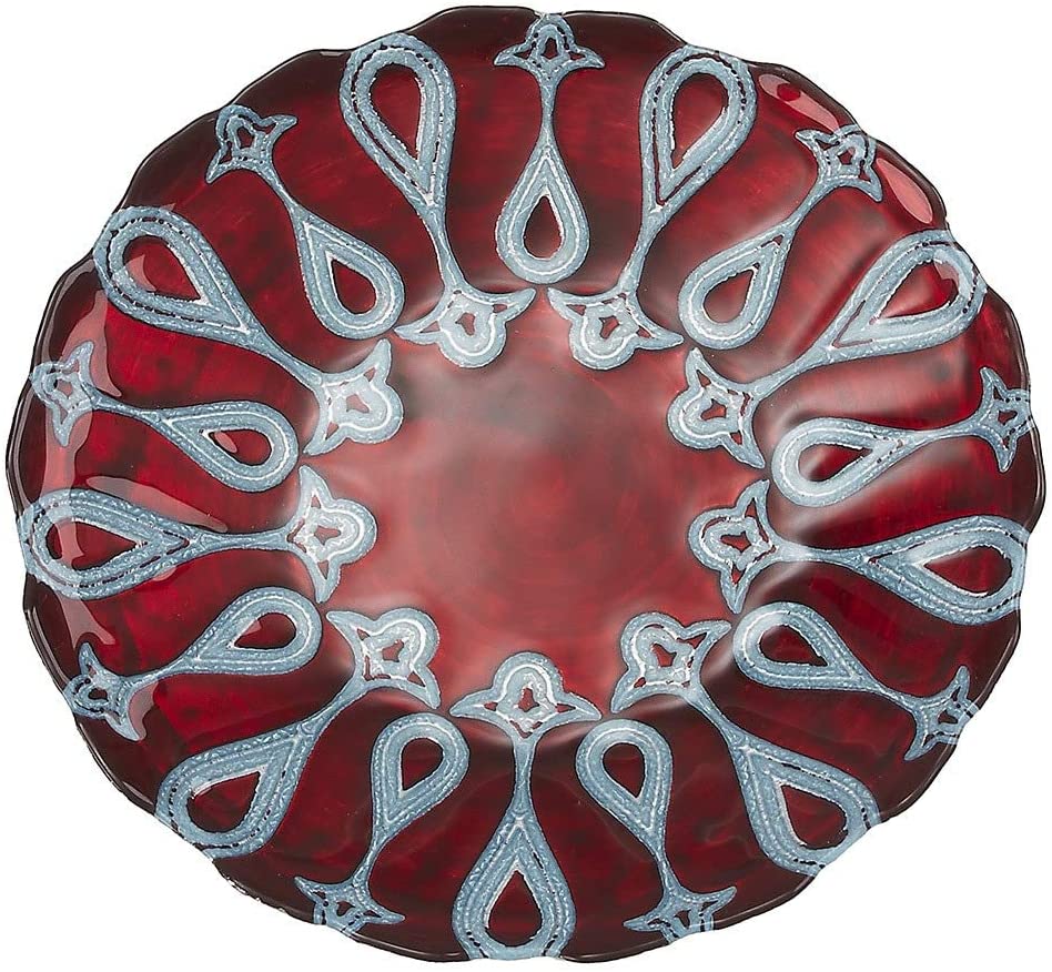 8 5 inch Red/Blue Plate Silver Textured Formal Modern