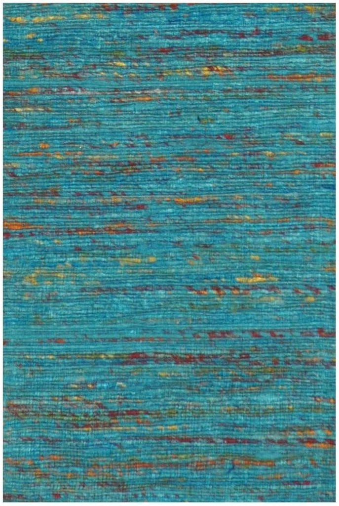 Chenille Flatweave Rug (India) 1'3 X 2' Blue Geometric Modern Contemporary Wool Latex Free Handmade
