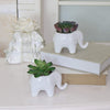 Set 2 Ceramic Elephant Empty White Mid Century Modern Handmade