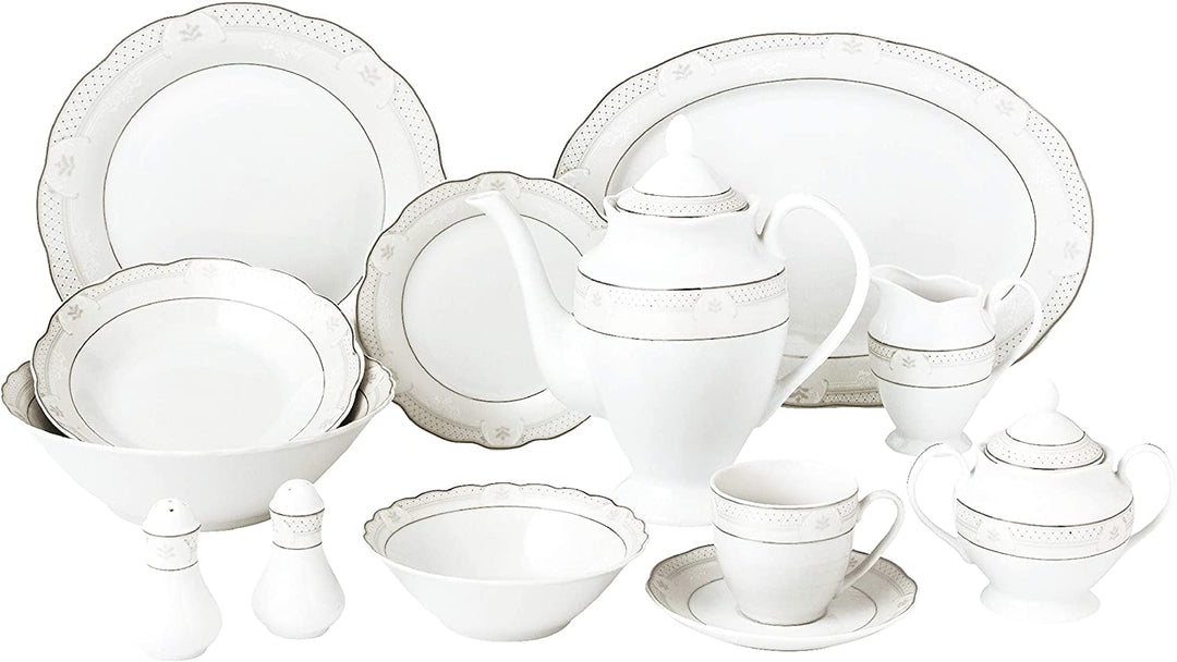 57 Piece Wavy Dinnerware Set Porcelain China Service 8