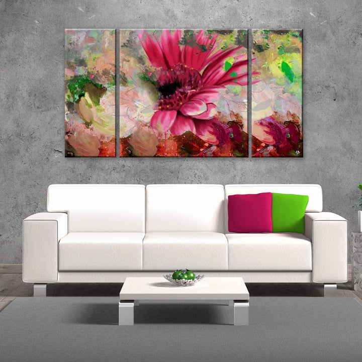 Painted Petals Lxiv' 3 Piece Canvas Wall Art Set Pink Modern