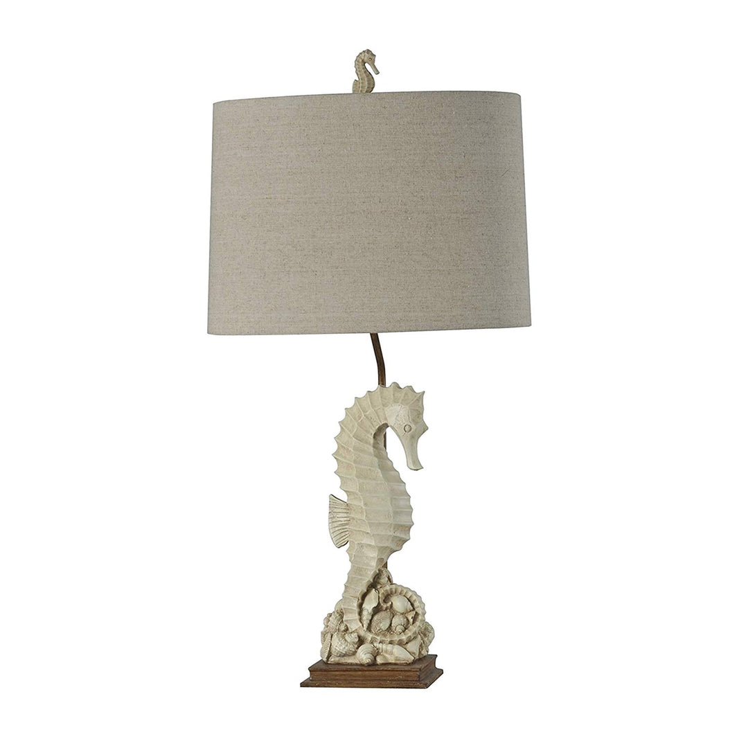 31" Beige Seahorse Lamp Glam Sea Horse Light Coastal